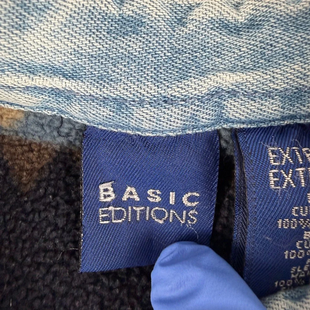 Basic Editions Denim Jacket Men XL Blue Western Blanket Lined Quilt Shaket Chore